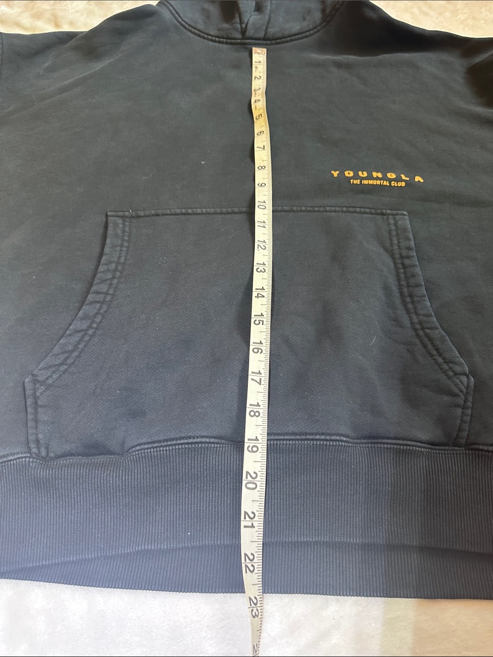 YoungLA Black Pullover Hoodie with Small Gold Logo - Picture 6 of 6